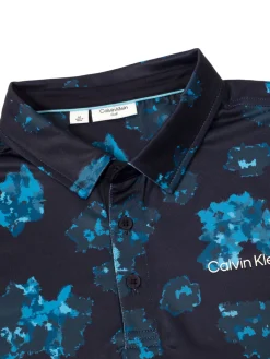 Calvin Klein Shirts|Cyber Floral Print Polo Shirt - Navy