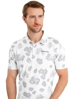 Calvin Klein Shirts|Cyber Floral Print Polo Shirt - White