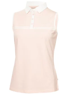 Calvin Klein Shirts|Womens Bellevue Sleeveless Polo Shirt - Shell Pink