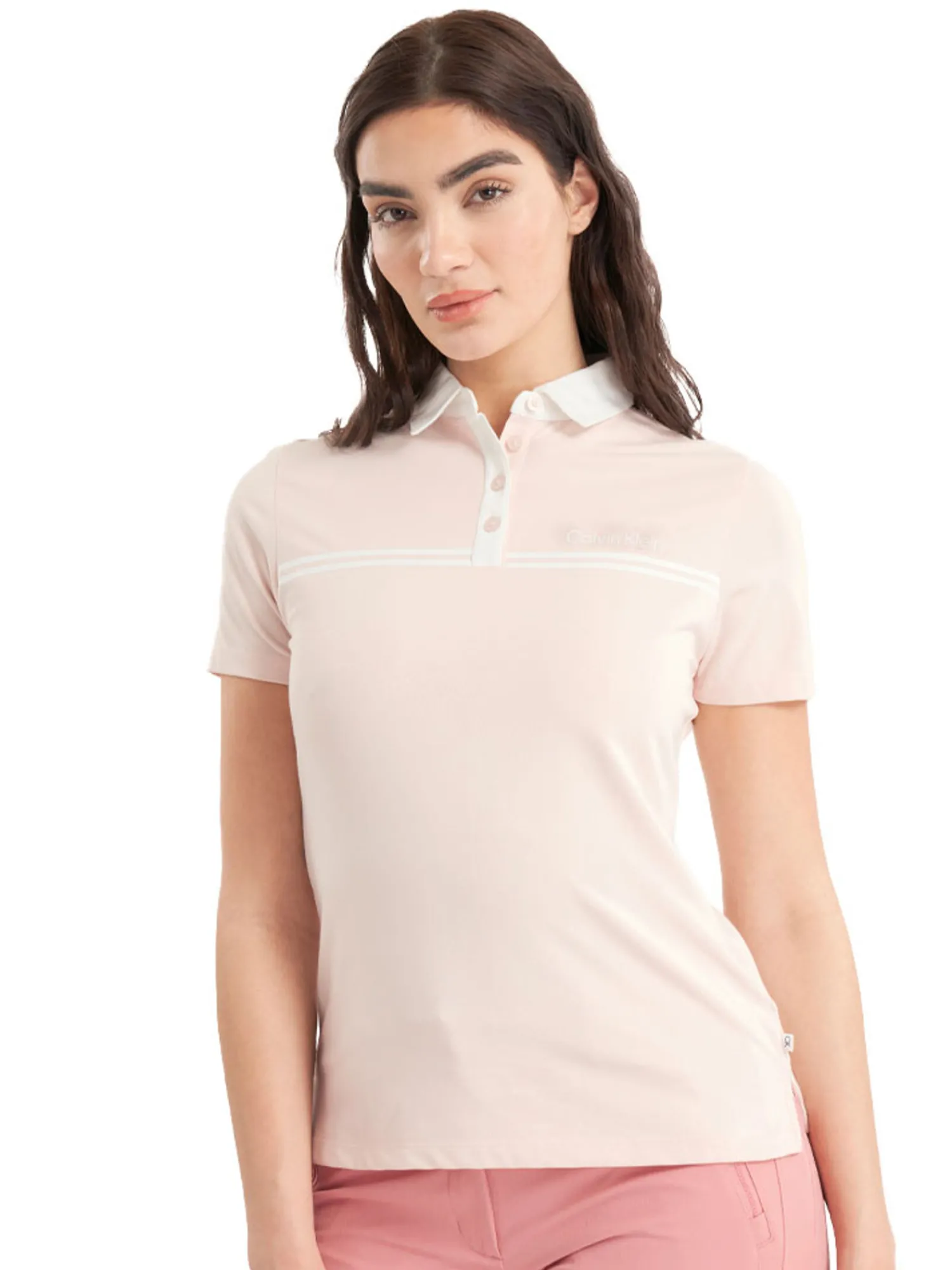 Calvin Klein Shirts|Womens Bellevue Polo Shirt - Shell Pink