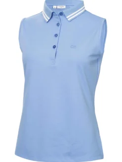 Calvin Klein Shirts|Womens Brightmeadow Sleeveless Polo Shirt - Cornflower Blue