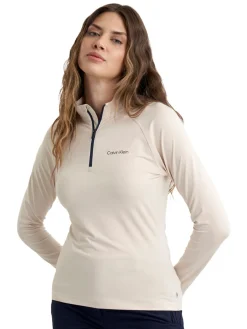 Calvin Klein Jumpers|Womens Dakota Quarter Zip Top - Tapioca