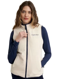 Calvin Klein Vests|Womens Faye Full Zip Gilet - Tapioca
