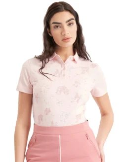 Calvin Klein Shirts|Womens Harmony Printed Polo Shirt - Shell Pink