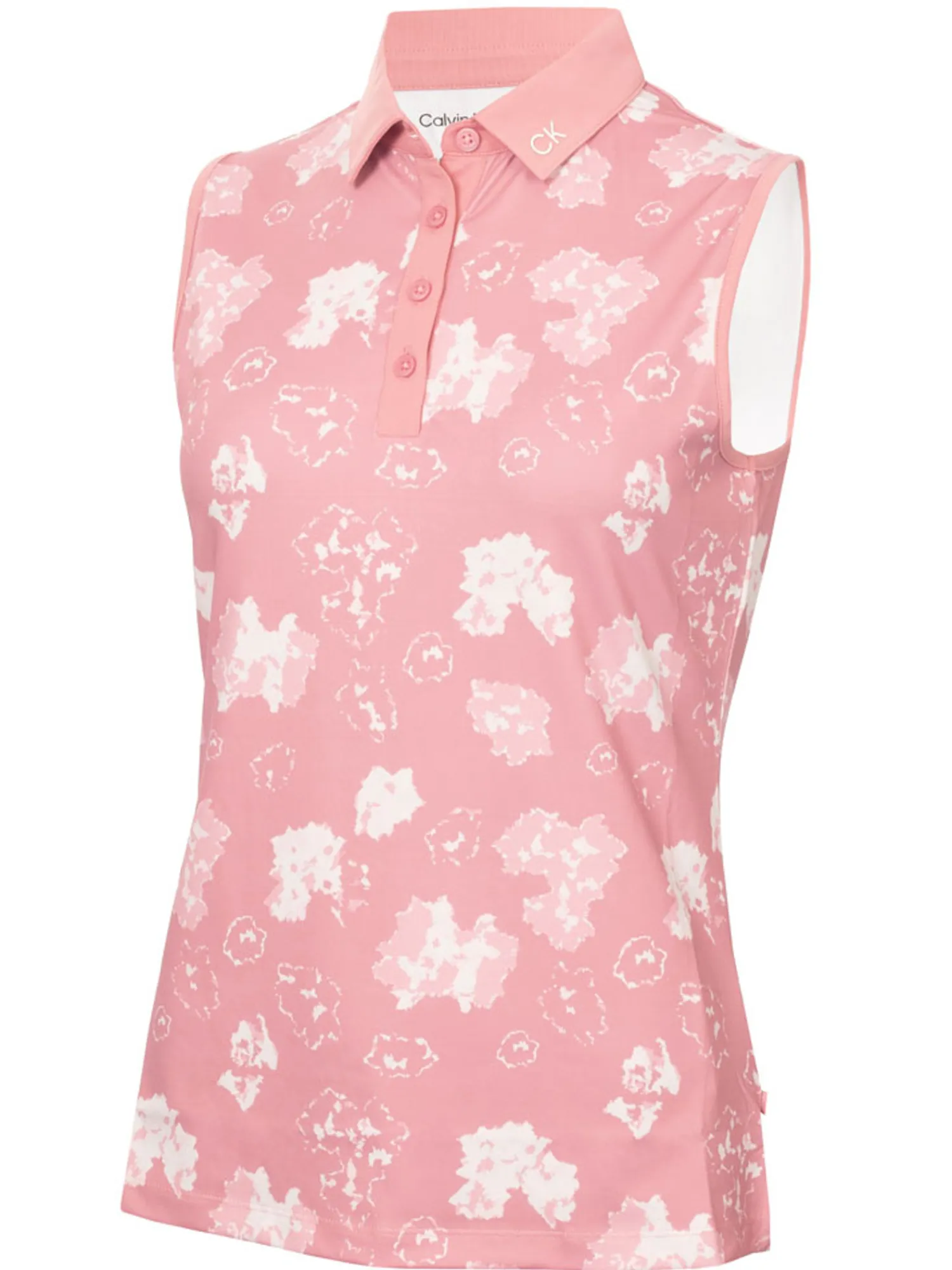Calvin Klein Shirts|Womens Harmony Printed Sleeveless Polo Shirt - Powder Pink