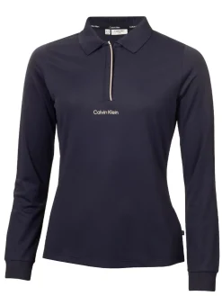 Calvin Klein Shirts|Womens Mila Long Sleeve Polo - Navy