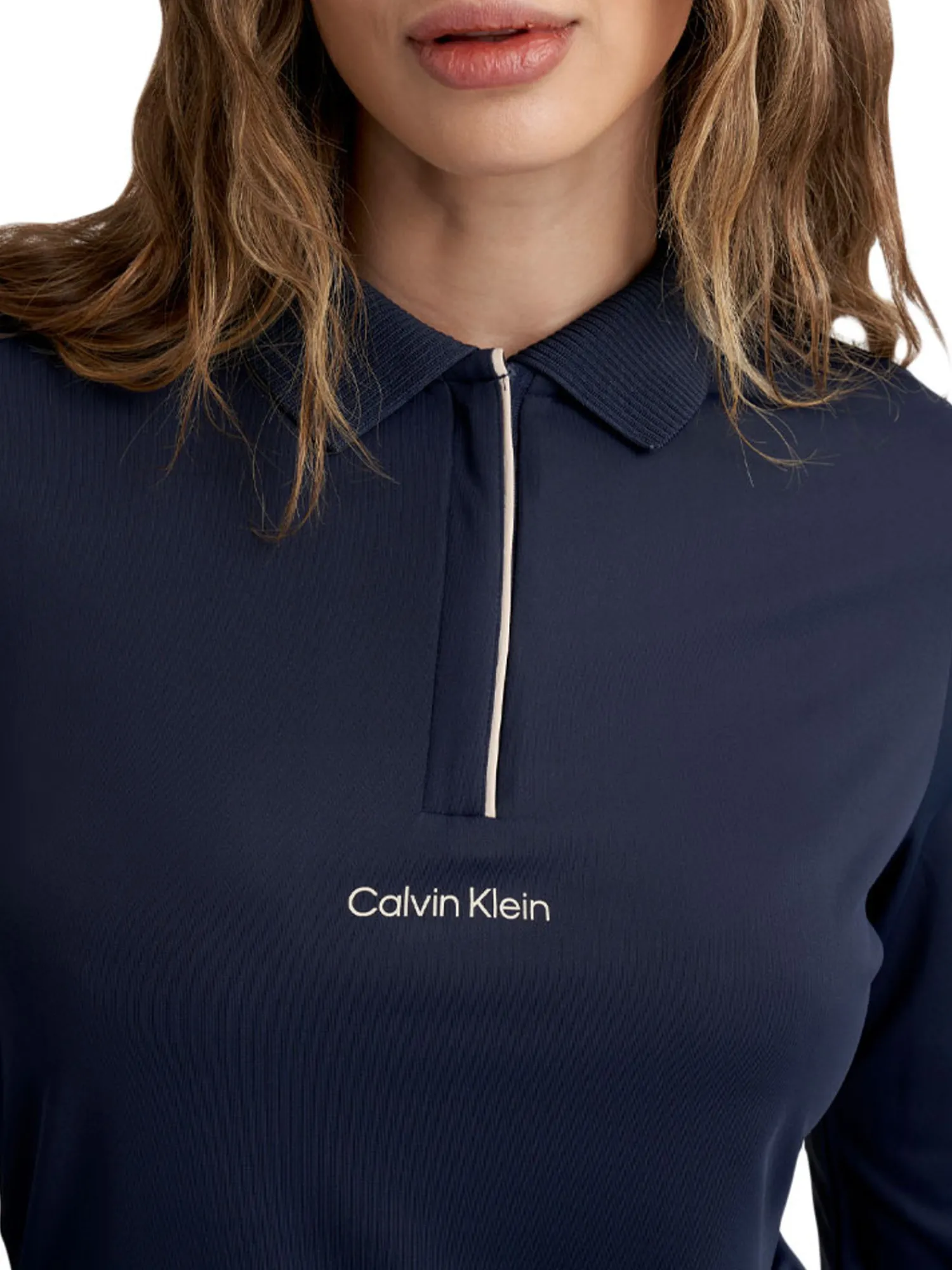 Calvin Klein Shirts|Womens Mila Long Sleeve Polo - Navy