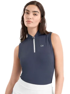 Calvin Klein Shirts|Womens Tattler Sleeveless Mock Neck Top - Navy