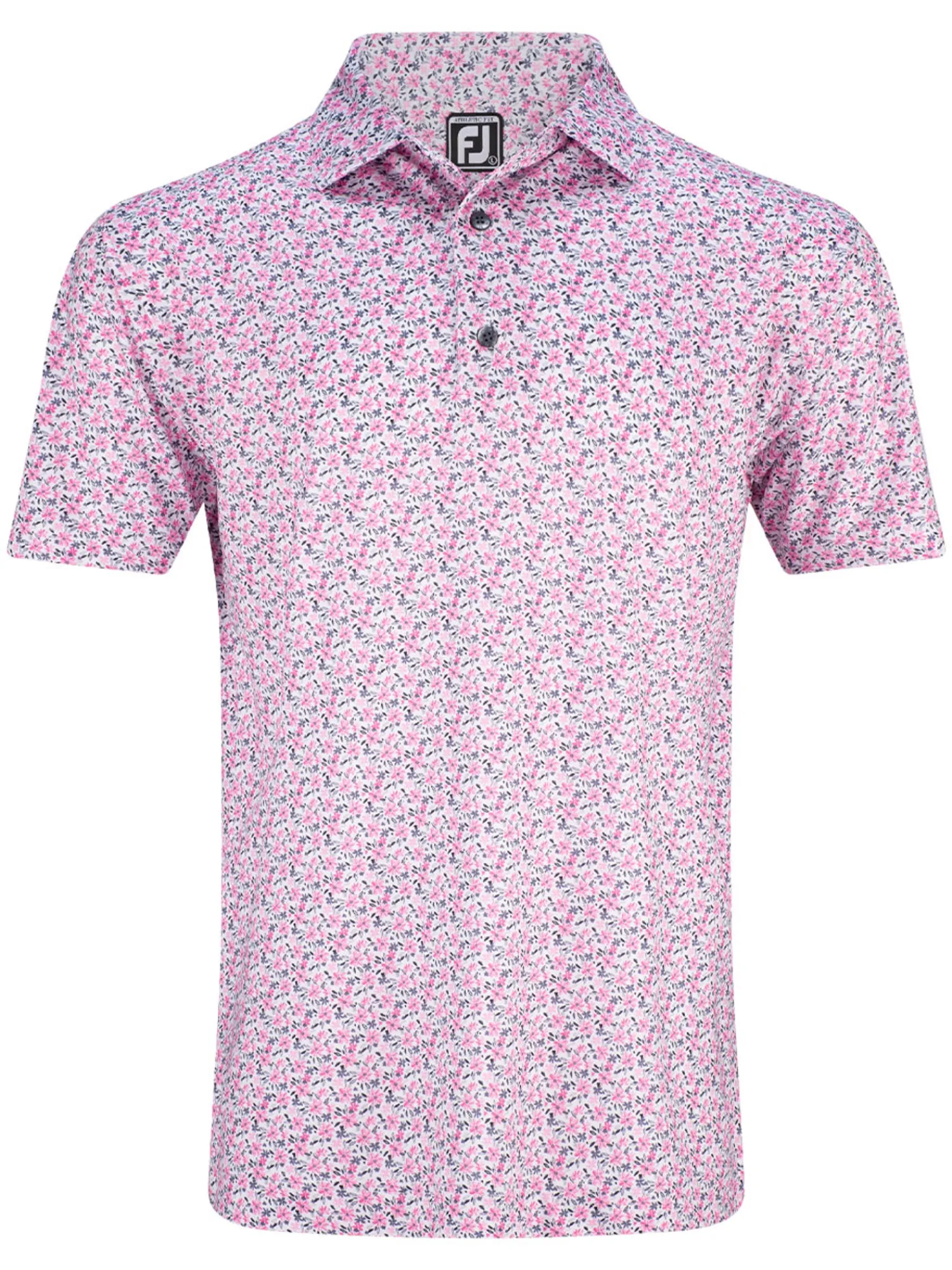 FootJoy Shirts|Allover Floral Print Lisle Polo Shirt (Athletic Fit) - White/Pink