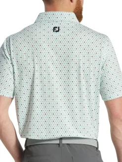 FootJoy Shirts|Flying Wasp Print Lisle Polo Shirt (Athletic Fit) - White/Emerald/Navy