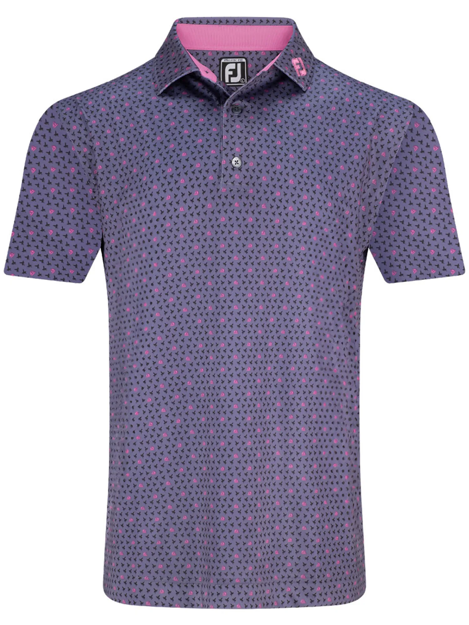 FootJoy Shirts|Flying Wasp Print Lisle Polo Shirt (Athletic Fit) - Dusk/Black/Pink