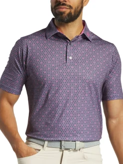 FootJoy Shirts|Flying Wasp Print Lisle Polo Shirt (Athletic Fit) - Dusk/Black/Pink