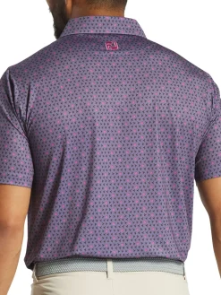 FootJoy Shirts|Flying Wasp Print Lisle Polo Shirt (Athletic Fit) - Dusk/Black/Pink