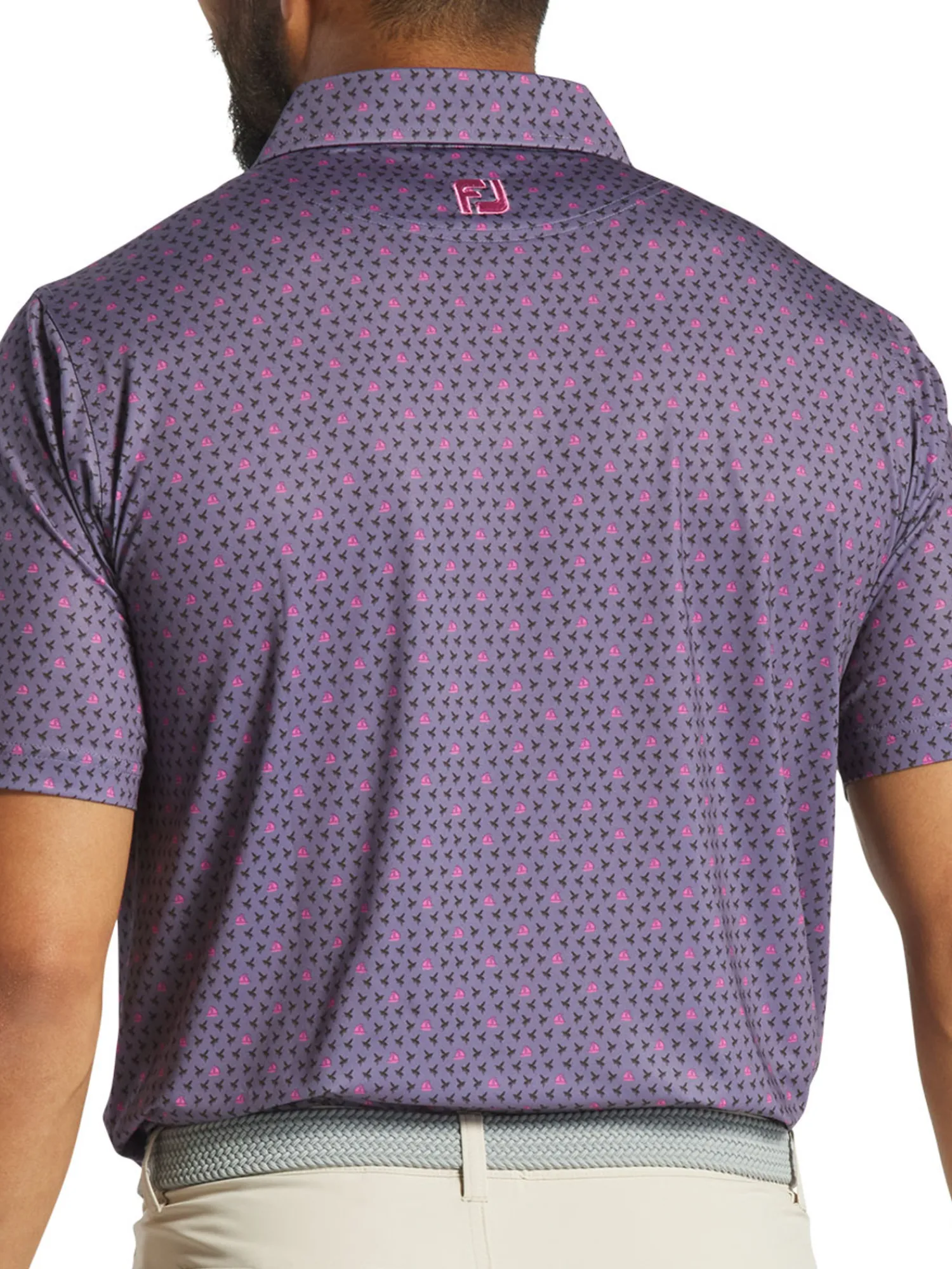 FootJoy Shirts|Flying Wasp Print Lisle Polo Shirt (Athletic Fit) - Dusk/Black/Pink