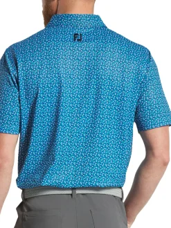 FootJoy Shirts|Geometry Print Stretch Pique Polo Shirt (Athletic Fit) - Blue/Emerald