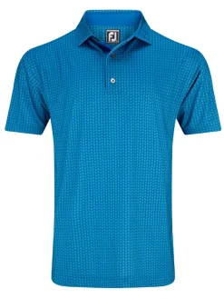 FootJoy Shirts|Leaf Print Lisle Polo Shirt - Emerald/Blue