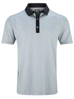 FootJoy Clearance Clothing|Lisle Microflower Print Golf Shirt (Athletic Fit) - Grey/Black
