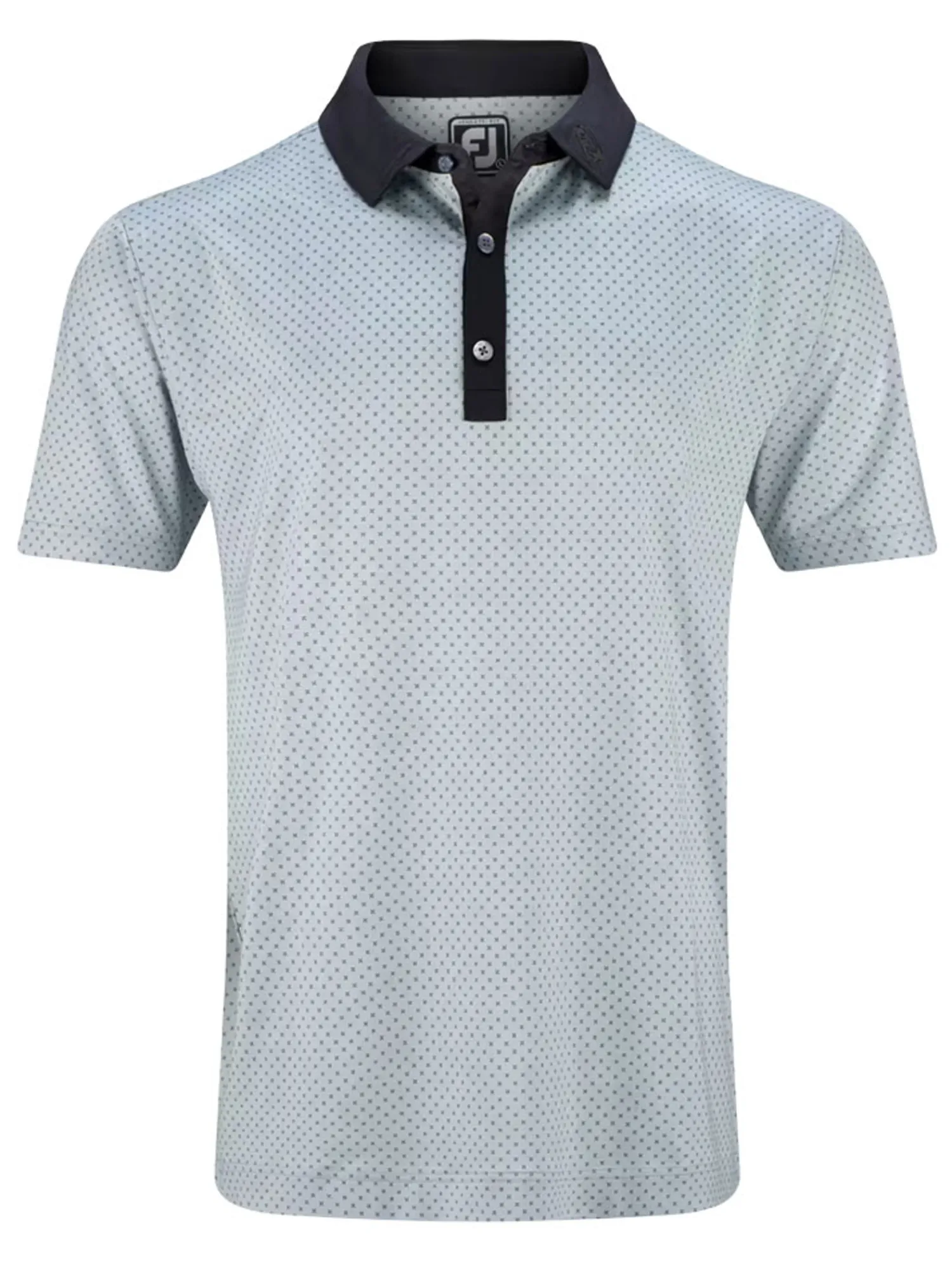 FootJoy Clearance Clothing|Lisle Microflower Print Golf Shirt (Athletic Fit) - Grey/Black