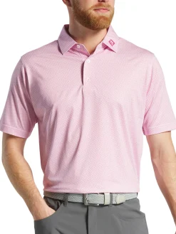 FootJoy Shirts|Pinwheel Print Lisle Polo Shirt (Athletic Fit) - Pink/White