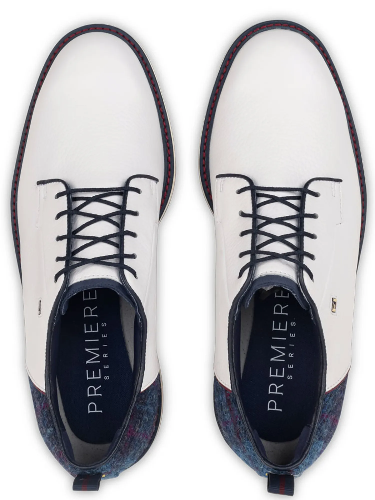FootJoy Mens Golf Shoes|Premiere Series Harris Tweed Field Limited Golf Shoes - White/Navy