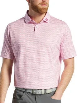 FootJoy Shirts|Salamander Print Lisle Polo Shirt (Athletic Fit) - White/Pink
