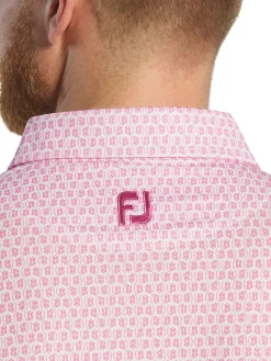 FootJoy Shirts|Salamander Print Lisle Polo Shirt (Athletic Fit) - White/Pink