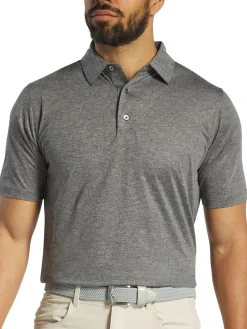 FootJoy Shirts|Scottish Town Print Lisle Polo Shirt (Athletic Fit) - Charcoal/Black