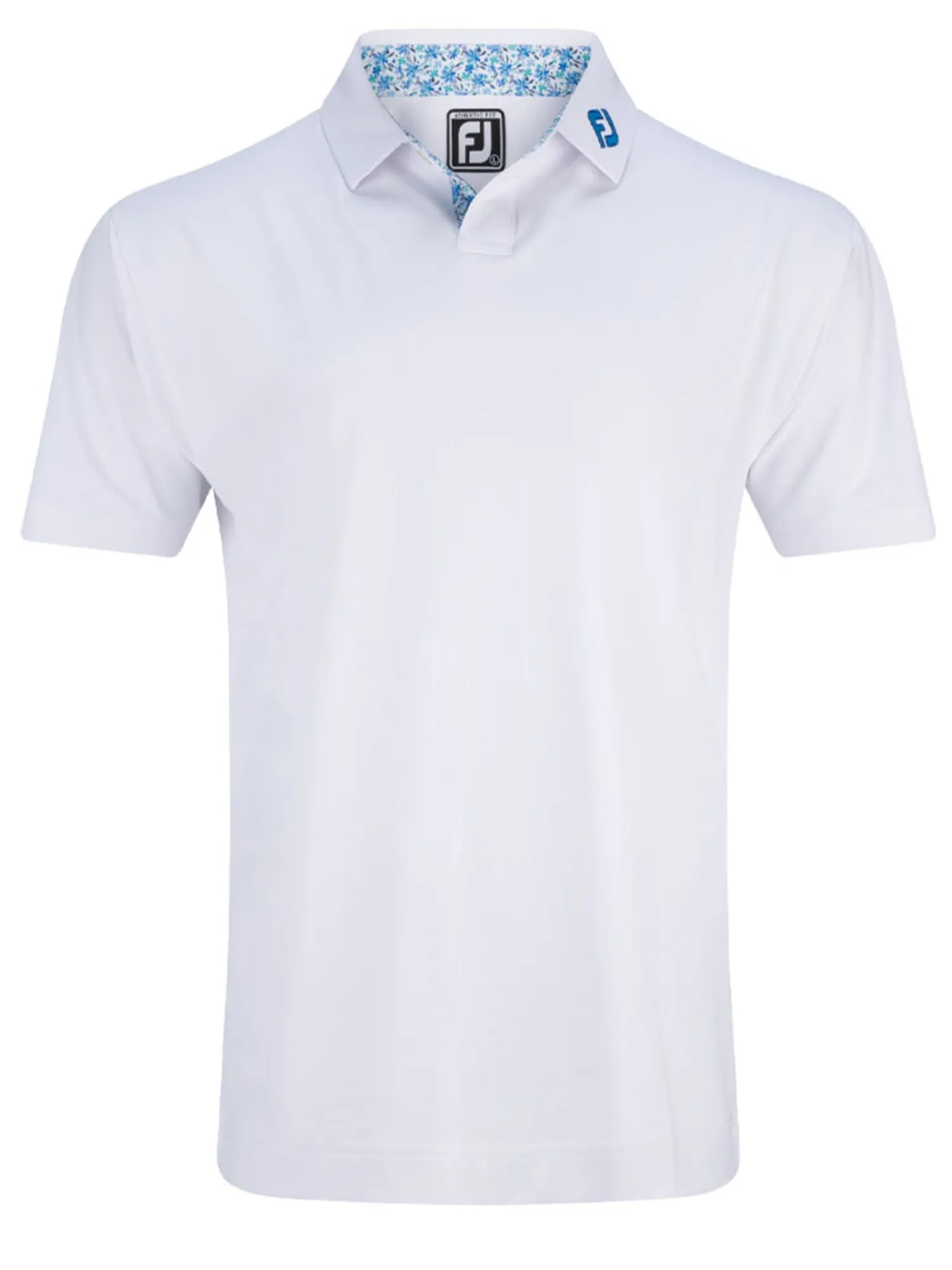 FootJoy Shirts|Solid Stretch Pique With Floral Trim Polo Shirt (Athletic Fit) - White