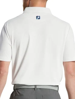 FootJoy Shirts|Solid Stretch Pique With Floral Trim Polo Shirt (Athletic Fit) - White