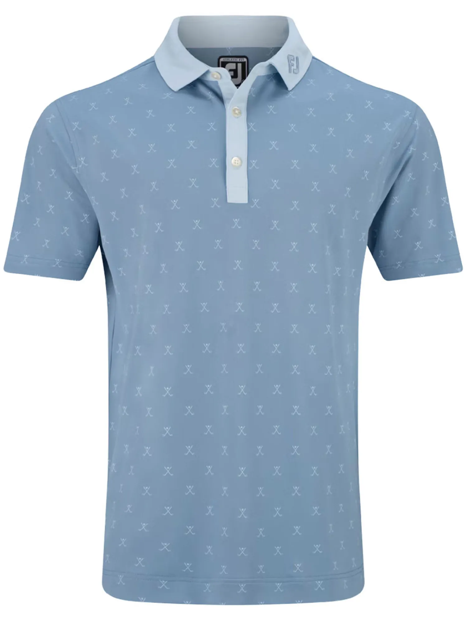 FootJoy Clearance Clothing|Stretch Pique With Golf Print Golf Shirt (Athletic Fit) - Storm/Mist