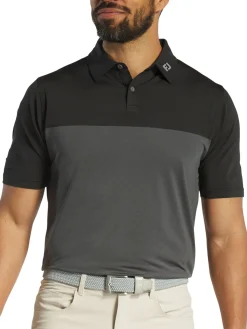 FootJoy Shirts|Tonal Block Lisle Polo Shirt (Athletic Fit) - Black