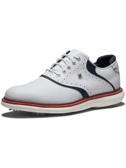 FootJoy Mens Golf Shoes|Traditions Energy Golf Shoes - White/Navy/Red