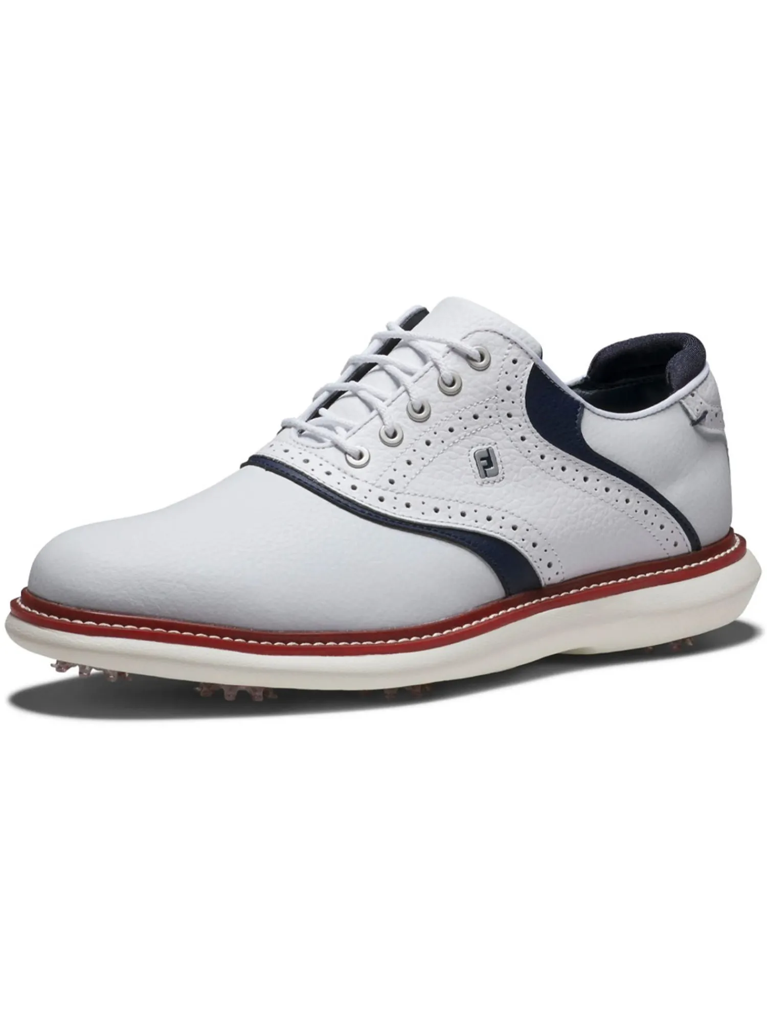FootJoy Mens Golf Shoes|Traditions Energy Golf Shoes - White/Navy/Red