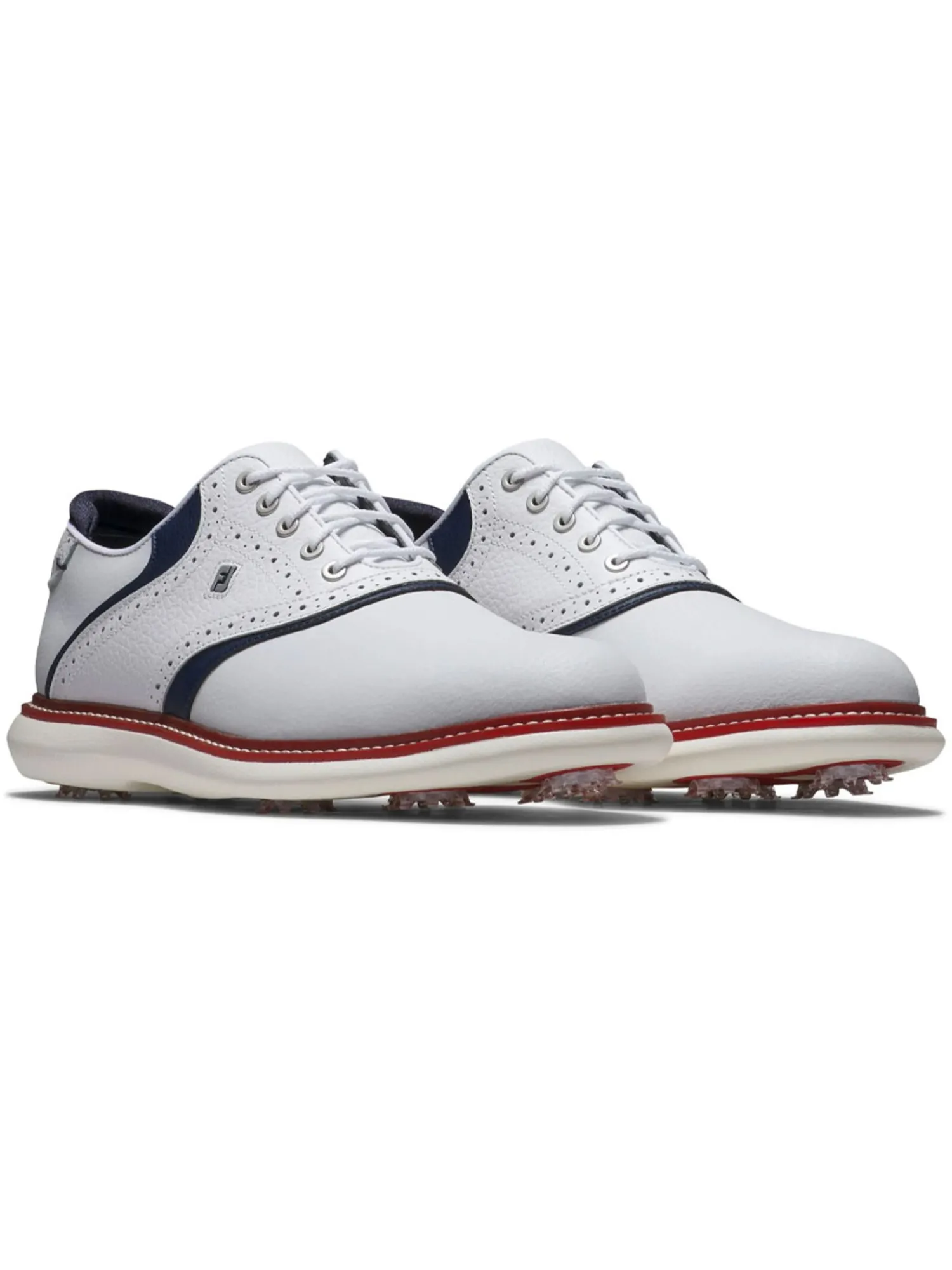 FootJoy Mens Golf Shoes|Traditions Energy Golf Shoes - White/Navy/Red