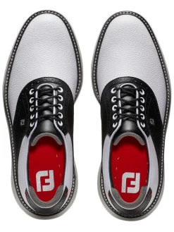 FootJoy Mens Golf Shoes|Traditions Spikeless Golf Shoes - White/Black