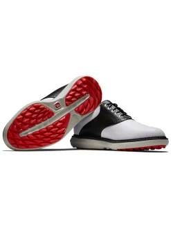 FootJoy Mens Golf Shoes|Traditions Spikeless Golf Shoes - White/Black