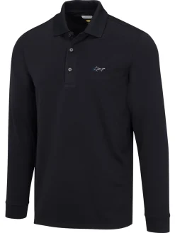 Greg Norman Shirts|Long Sleeve Pique Shark Polo - Black