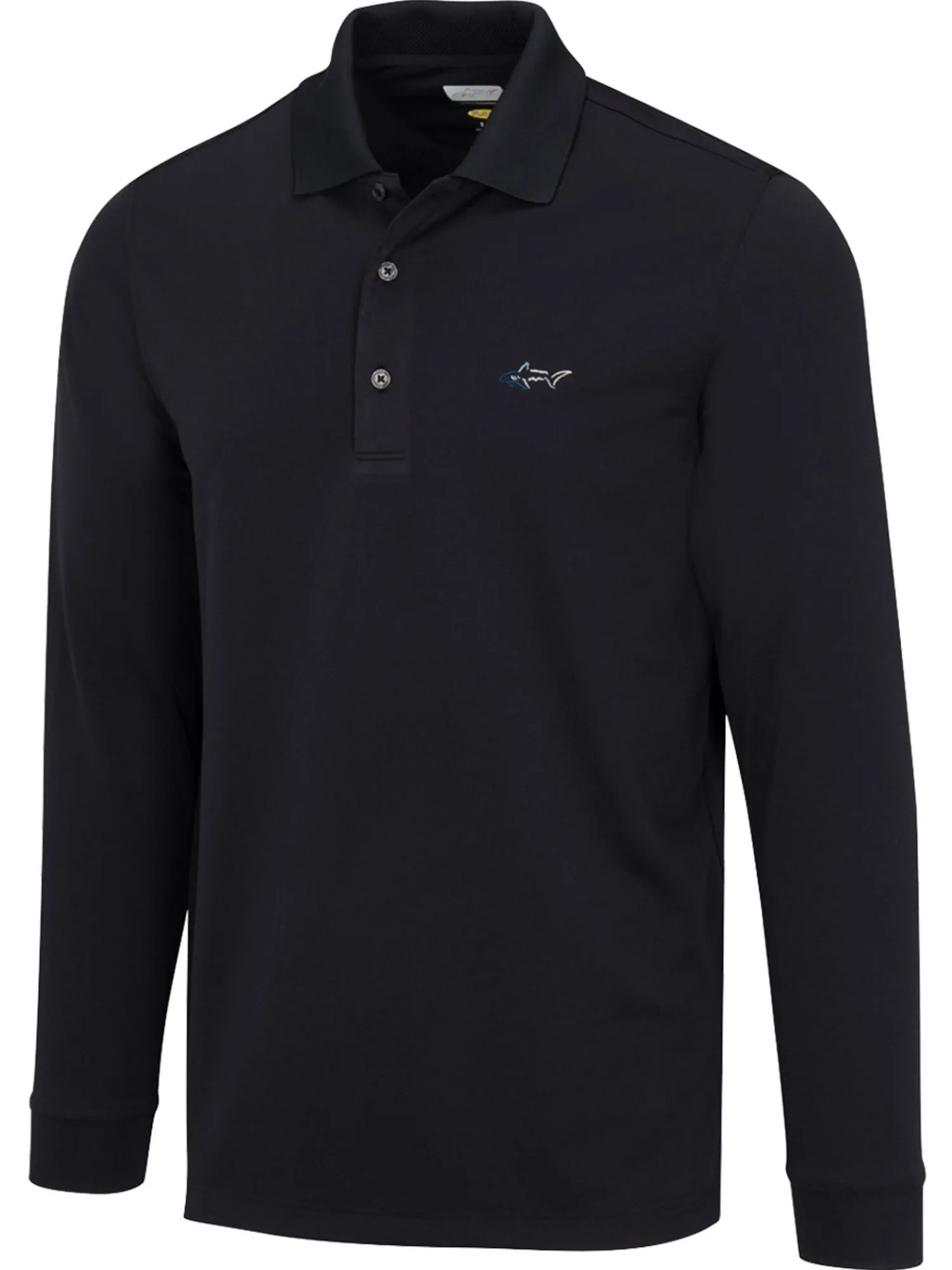 Greg Norman Shirts|Long Sleeve Pique Shark Polo - Black