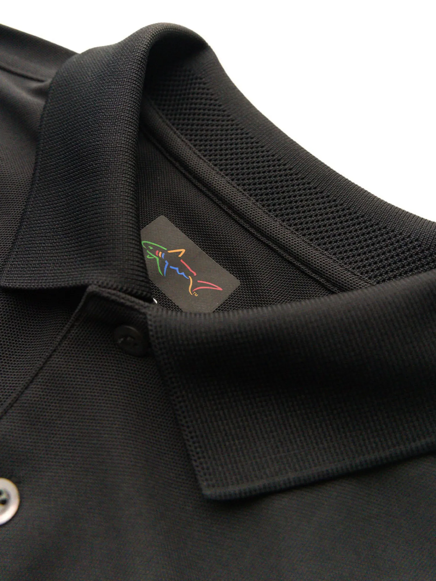 Greg Norman Shirts|Long Sleeve Pique Shark Polo - Black