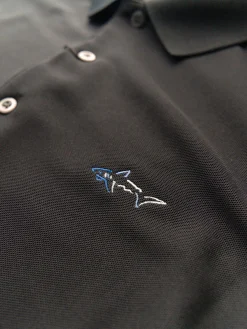 Greg Norman Shirts|Long Sleeve Pique Shark Polo - Black