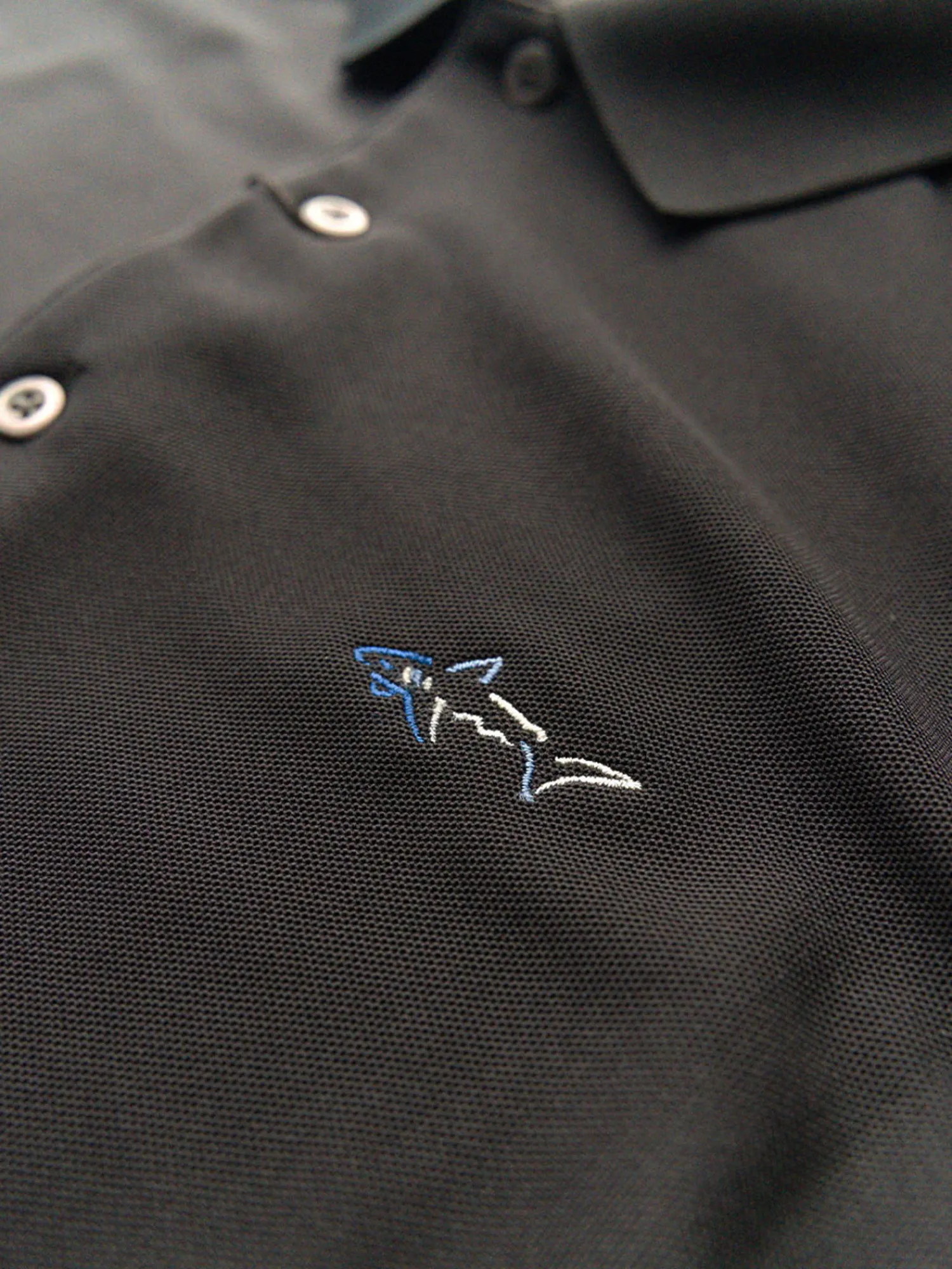 Greg Norman Shirts|Long Sleeve Pique Shark Polo - Black