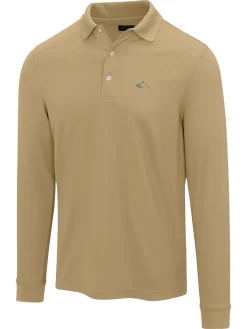 Greg Norman Shirts|Long Sleeve Pique Shark Polo - Warm Sand
