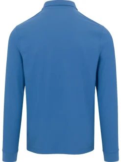 Greg Norman Shirts|Long Sleeve Pique Shark Polo - Riverside Blue