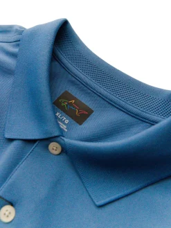 Greg Norman Shirts|Long Sleeve Pique Shark Polo - Riverside Blue