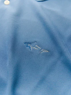 Greg Norman Shirts|Long Sleeve Pique Shark Polo - Riverside Blue