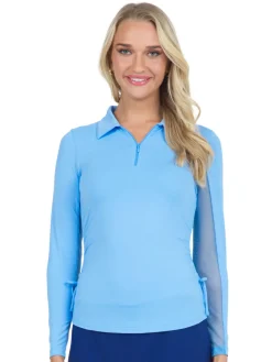 IBKUL Shirts|Adjustable Long Sleeve Zip Polo - Peri