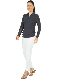 IBKUL Shirts|Adjustable Long Sleeve Zip Polo - Charcoal