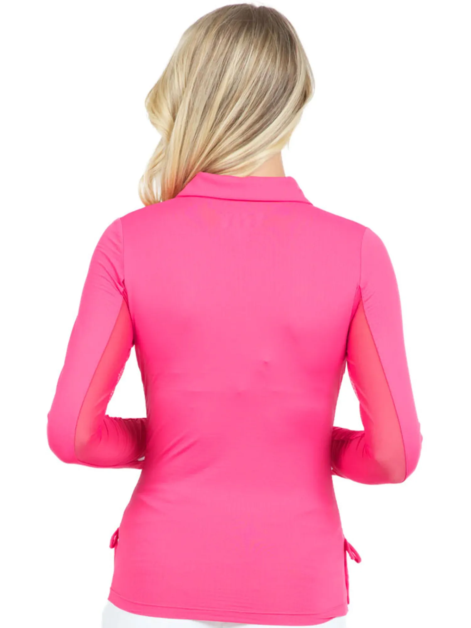 IBKUL Shirts|Adjustable Long Sleeve Zip Polo - Watermelon