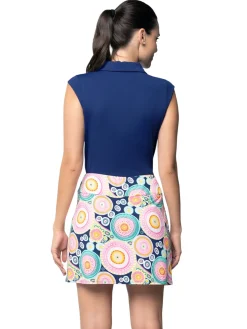 IBKUL Skorts & Dresses|Leona Print Layered Skort (17.25") - Navy Multi