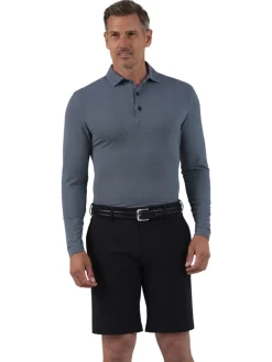 IBKUL Shirts|Mini Check Print Long Sleeve Polo (Modern Fit) - Black/White